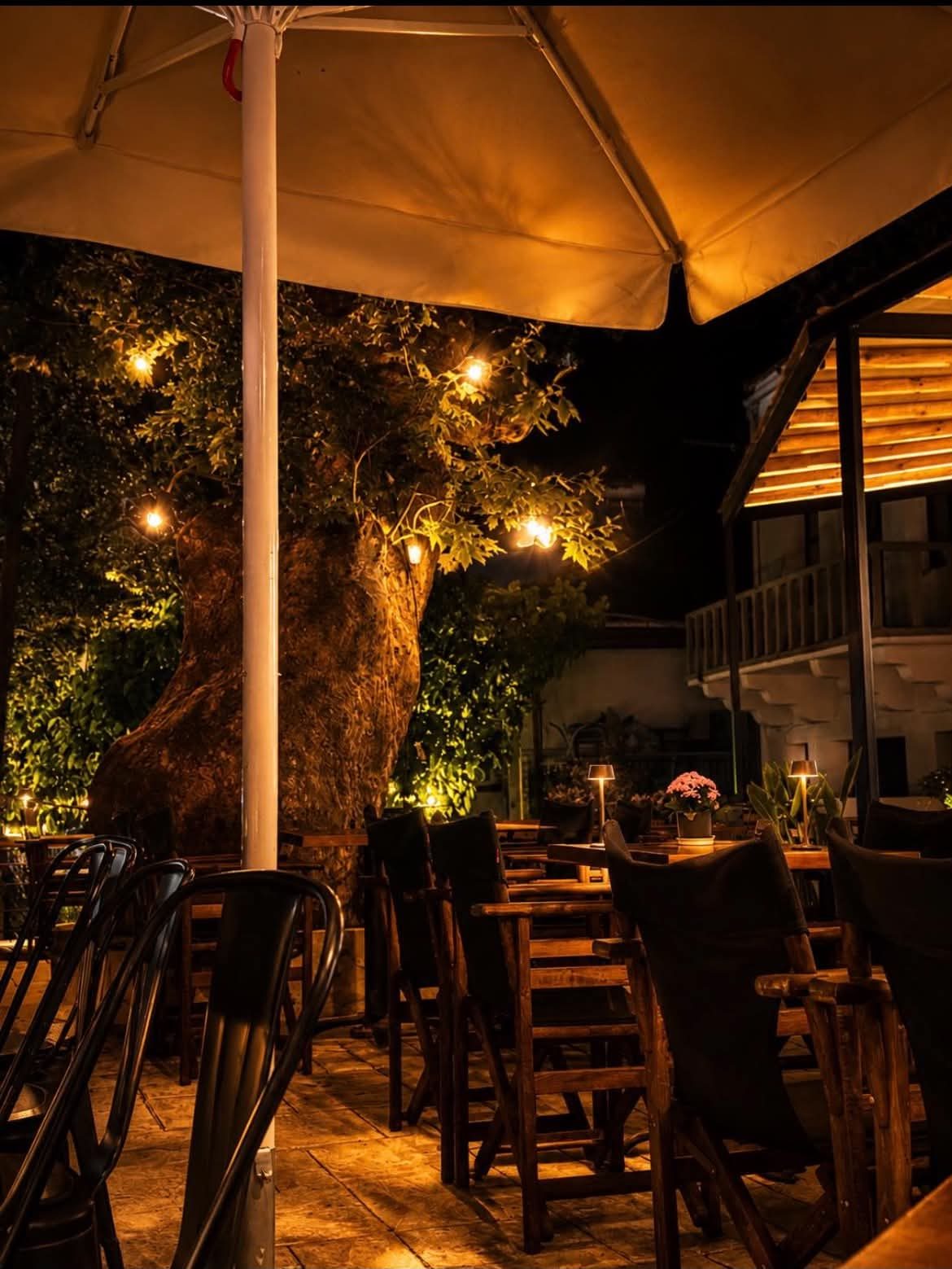 Terrace at night